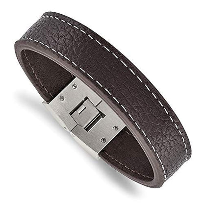 Bracelet White Stainless Steel bracelet Contemporary Brown 8 in 16 mm