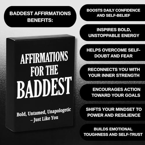 Isaac Liev Baddest Affirmation Cards for Women & Men – 50 Positive Motivational Inspirational Quotes – Daily Affirmation Deck for Confidence, Mindset - style: Baddest Affirmation