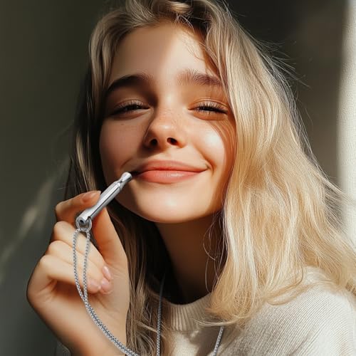 LAMKHOO Breathing Necklace to Quit Smoking and Vaping with Refillable Mint Pods Stop Smoking Aids Fidget Necklace for Anxiety Relief Smokeless Inhaler for Adults - color: silver