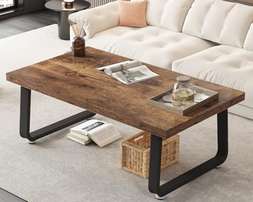 HSH Rustic Coffee Table, Industrial Wood and Metal Center Table, Farmhouse Minimalist Oak Coffee Table for Living Room, Modern Rectangular Wooden Tea&Coffee Table for Bedroom Home, Rustic Brown, 39 In - color: Rustic Brown, size: 39 Inch