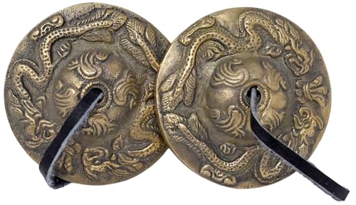 Mudra Crafts Tibetan Tingsha Bells Yoga Chimes – Dragon Tibetan Finger Cymbals Meditation Bells for Mindfulness, Prayer, and Sound Healing - color: Dragon, size: 2.75 Inches