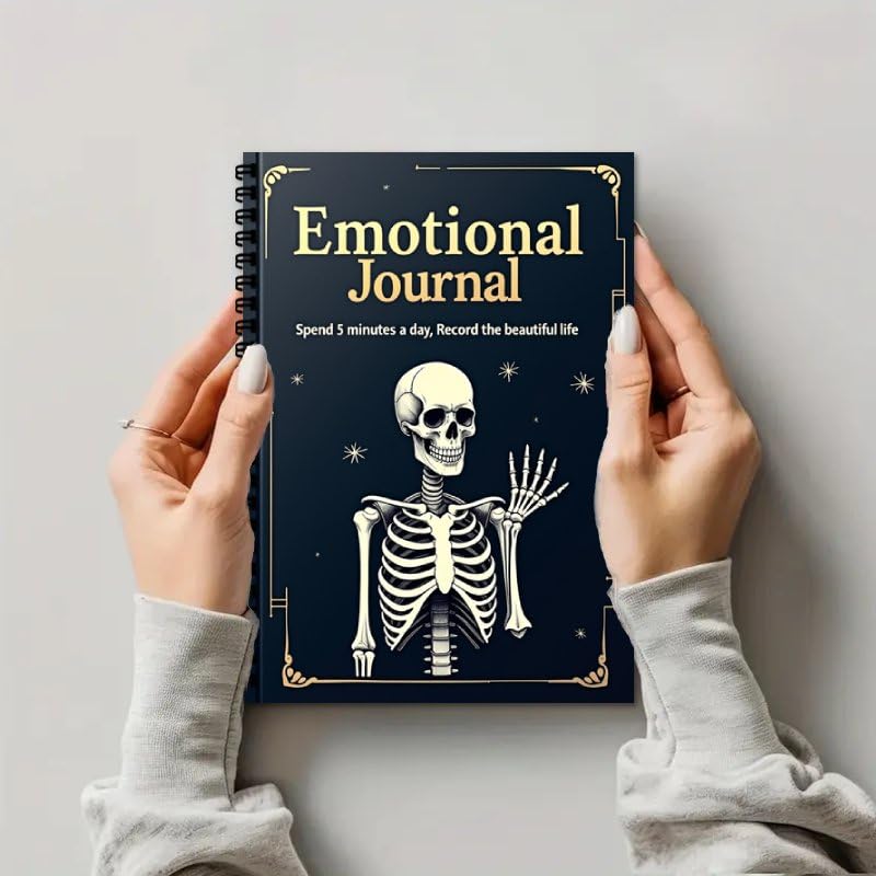 100 Pages Mental Health Journal for Women Men, A5 Guided Self Care & Emotional Diary with Mood Tracker & Feelings Log for Psychologh Gifts, Black - color: Black-A