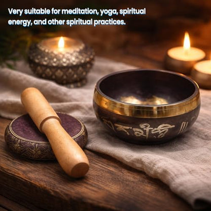 3.35" Singing Bowl Set Authentic, Sound Bowl hand Hammered Ideal for Yoga, Wellness Spaces & Relaxation