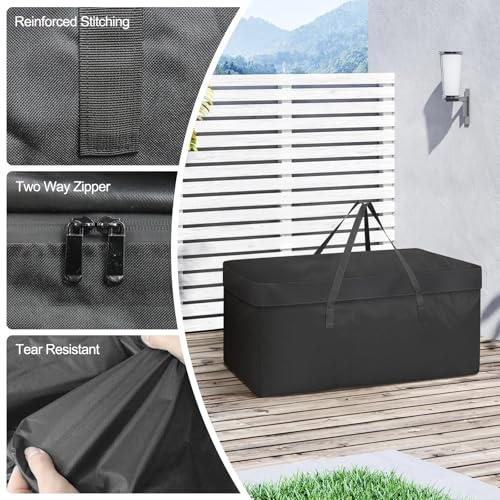 Demao Extra Large Outdoor Cushion Storage Bags,Heavy Duty Patio Waterproof Furniture Cushion Cover with Handles&Zipper,All-Season Protection for Chair, Swing, Bench Cushions-51"Lx15.8"Wx21.7"H (Black)
