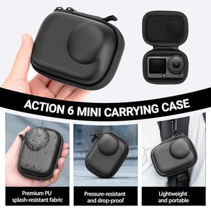 Accessories for DJI OSMO Action 6, Carrying Case with Lens Screen Protectors & TPU Lens Cap, Mini Action6 PU Hard Shell Storage Bag for DJI Action Camera - style: For Dji Osmo Action 6