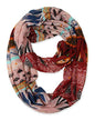 corciova Black Soft Girl Women Infinity Wrap Scarf Stretchy Jersey Knit Sleep Head Circle Scarf Continuous Loop Light Weight - color: Pattern Burgundy and Misty Rose Geometry