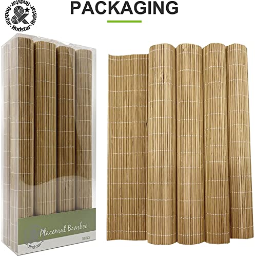 Set of 8 Pcs Bamboo Placemats Sushi Rolling Mat Japanese Style Natural Anti-Slip, Washable Heat-Resistant Table Mats for Dining Room and Kitchen（Brown） - color: Brown, size: Set of 8