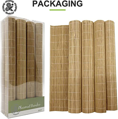 Set of 8 Pcs Bamboo Placemats Sushi Rolling Mat Japanese Style Natural Anti-Slip, Washable Heat-Resistant Table Mats for Dining Room and Kitchen（Brown） - color: Brown, size: Set of 8