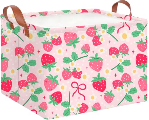 CLOCOR Rectangular Storage Bin,Waterproof Book Box,Gift Basket(Strawberry) - color: Sweet Strawberry
