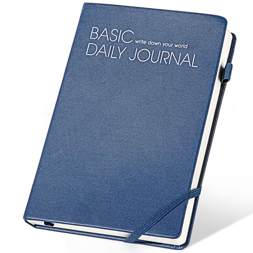 CAGIE A5 Lined Journal Notebook 256 Pages Journals for Writing with Pen Loop Hardcover Journaling Notebooks with Inner Pocket, 5.7" x 8.3", Blue - color: 01 blue
