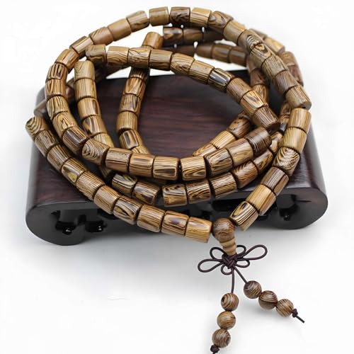 Zen Dear Unisex Natural Wenge Wood Mala Prayer Beads Necklace Bracelet Beads Meditation Buddhist Japa Rosary Mala Bead Yoga - style: 6mm 108 barrel beads