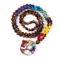 Bivei 108 Mala Beads Necklace Life Tree 7 Chakra Wrap Bracelet Real Healing Gemstone Yoga Meditation Hand Knotted Mala Prayer Bead Necklace - color: Tiger Eye Stone, size: 6mm
