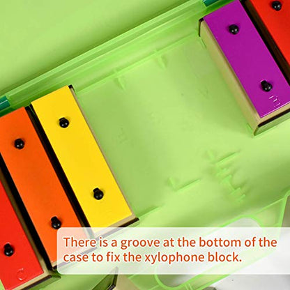 ENNBOM Xylophone Glockenspiel 8 Notes Chromatic Resonator Bells with Green Case