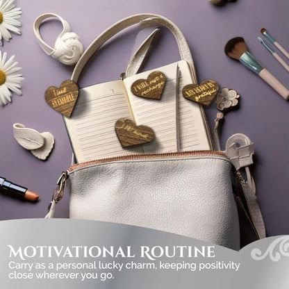 Positive Affirmations Box | Moon Phase Themed Engraved Wood Box with 72 Positive Affirmation Heart Cutouts | Daily Motivational Gift for Women - style: Moon Phases & Affirmations