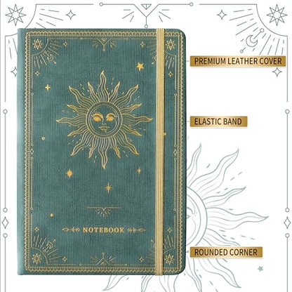 Artfan Ruled Notebook/Journal – Premium Thick Paper Faux Leather Classic Writing Notebook with Pocket + Page Dividers Gifts, Banded, Large, 144 Pages, Hard Cover, Lined (5.8 x 8.4) - Cyan - color: Cyan