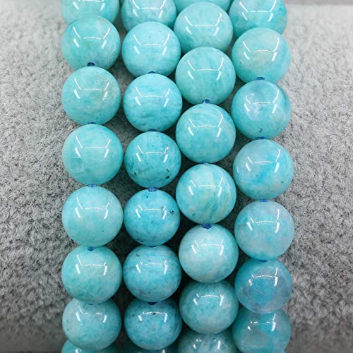 Keleny Gem Semi Precious Gemstones 8mm Round Beads Crystal Stretch Bracelets 7 Inch Unisex - color: Blue Brazilian Amazonite