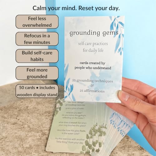 Grounding Gems Card Deck – Mindfulness and Affirmation Cards for Stress Relief, Calm & Focus