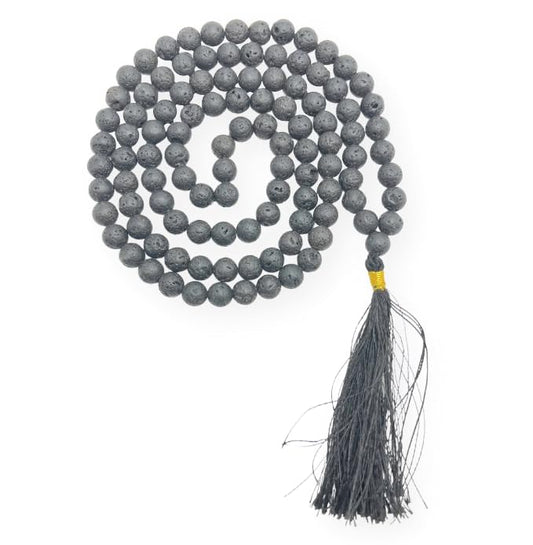 GEMSCITE Japa Mala 108 Prayer Beads Perfect for Meditation Spiritual Mala Necklace & Wrist Mala Bracelet - color: Lava, size: Without Knots