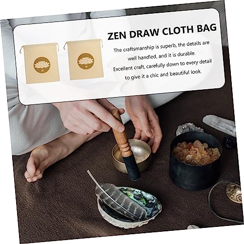 FRCOLOR 2Pcs Buddha Sound Bowl Drawstring Bag Cotton Linen Pouch for Meditation and Yoga Zen Style Adjustable Storage Bag for Singing Bowls