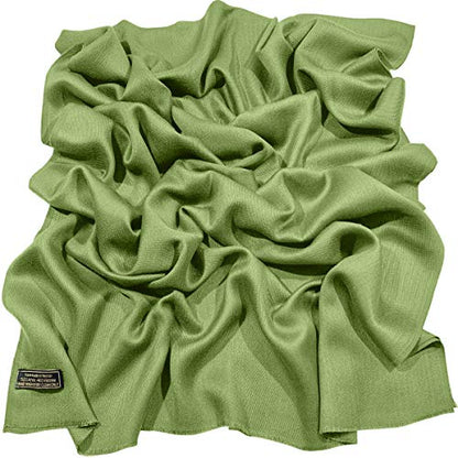 CJ Apparel Solid Color Fringe Design Fringe Shawl Scarf Wrap Stole Throw Head Wrap Pashmina Gift Hand Made in Nepal New - color: Green Fc1052