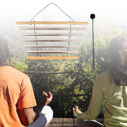 Amagogo Meditation Chime Percussion Bowl Handheld Sound Instrument Tubular Chime Wood Aluminum Material Suitable for Yoga Meditation Relaxation Home, 5 Tones