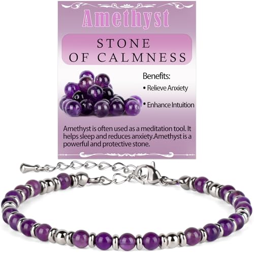 LPBeads Beaded Bracelets for Women Energy Gemstone Charm Jewelry Adjustable Bracelet Gifts for Mom, Daughter, Wife, Friends, Bestie - color: Amethyst