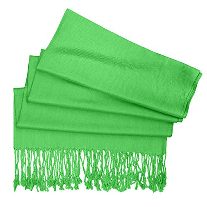 Falari Women's Soft Solid Color Pashmina Shawl Wrap Scarf, for Wedding, Bridesmaid Gifts, Evening Dress - color: Spring Apple Green