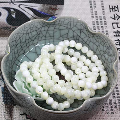 Amandastone Natural Gemstone 8mm Round Beads Stretch Bracelet 7 Inch - color: Mother Of Pearl
