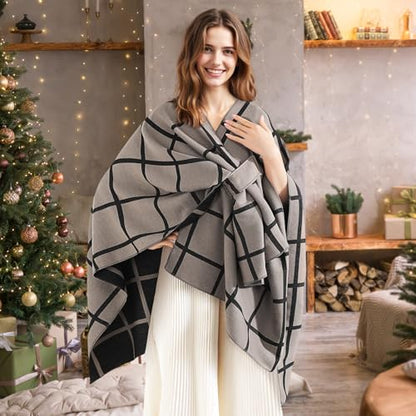 fauson Shawl Wraps for Women - Open Front Ponchos for Women for Fall Winter Pashmina Scarf