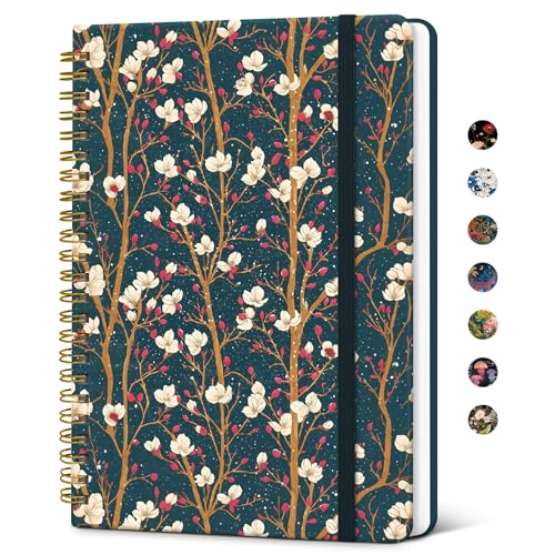 Taja Spiral Journal Notebook for Women, Pretty Hardcover Lined Notebook for Work & Note Taking, Aesthetic Cute Journal for Writing, 140 Pages, 5.8"x8.3", Magnolia - color: S-Magnolia