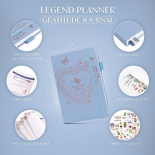 Legend Gratitude Journal – Guided Daily Journal to Foster Positivity & Happiness – Grateful Notebook to Write In – Inspirational Affirmation & Thankful Notebook – Hardcover (Periwinkle) - color: Periwinkle gold foil
