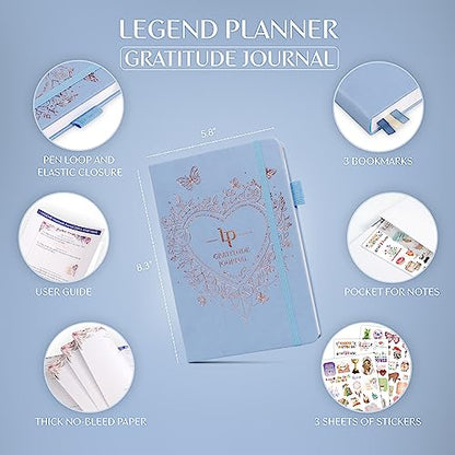 Legend Gratitude Journal – Guided Daily Journal to Foster Positivity & Happiness – Grateful Notebook to Write In – Inspirational Affirmation & Thankful Notebook – Hardcover (Periwinkle) - color: Periwinkle gold foil
