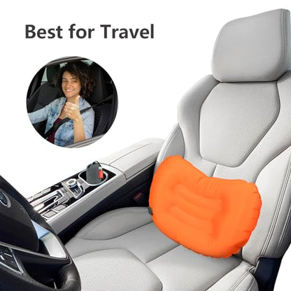Lumbar Travel Pillow,Compact Adjustable Air Lumbar Support Pillow for Car Ride,Train or Airplane Trip,Versatile Inflatable Pillow for Backpacking Camping and Sleeping
