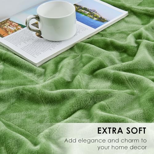 Triangle Textured Flannel Fleece Throw Blanket, Super Soft Lightweight Cozy Warm Plush Blanket for Bed Couch Sofa, 50 x 60 Inches, Sage Green - color: Sage Green, size: 50x60 IN