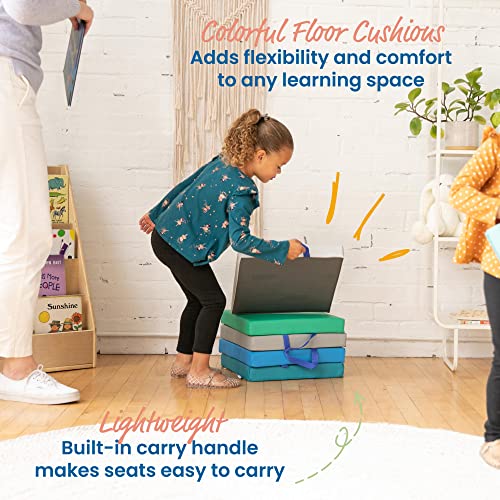 ECR4Kids SoftZone Floor Cushions, Square, Flexible Seating, Contemporary, 6-Piece - color: Contemporary