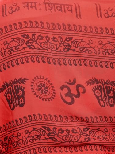 Exotic India Women's Polycotton Prayer Shawl with Printed Om Namah Shivai | Religious Pooja Mandir Wrap Stole, Scarves