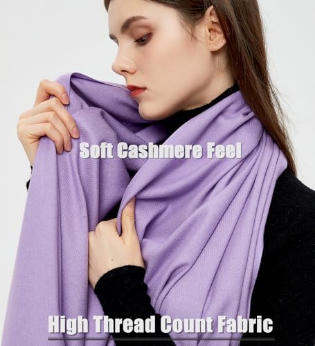 Pashmina Shawls and Wraps Scarfs for Women Wedding Party Winter Warm Long Solid Color - color: Light Purple