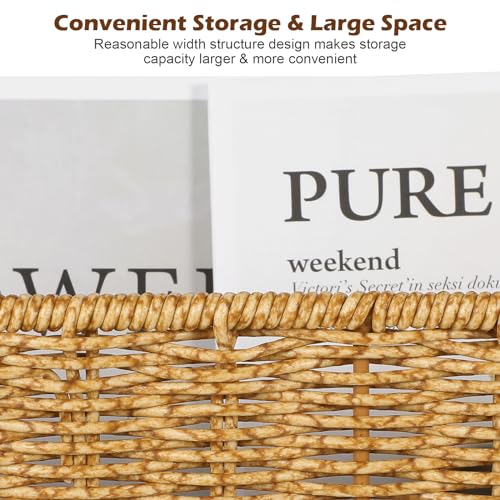 Healeved Woven Storage Basket with Handle 14.96X10.03X5.90In Desktop Organizer for Toys Clothes Sundries Household Storage