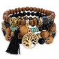 Stackable Stretch Bracelets for Women Tree of Life Bead Bracelet Boho Jewelry - color: 1-Tree-Black