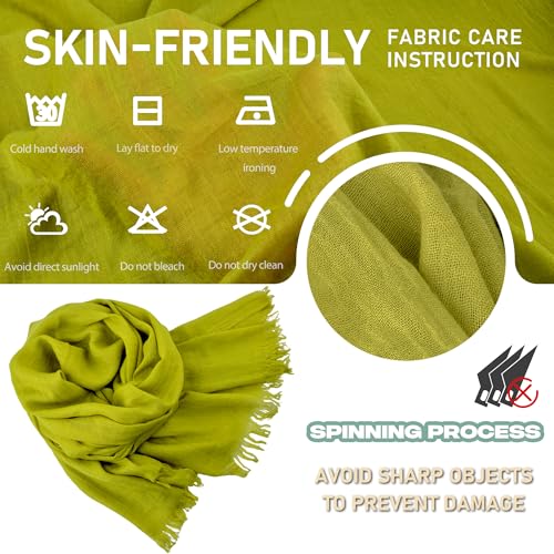 Women Summer Scarfs Large Long Lightweight Linen Beach Gauze Shawl Wrap 75”×43” - color: Chartreuse