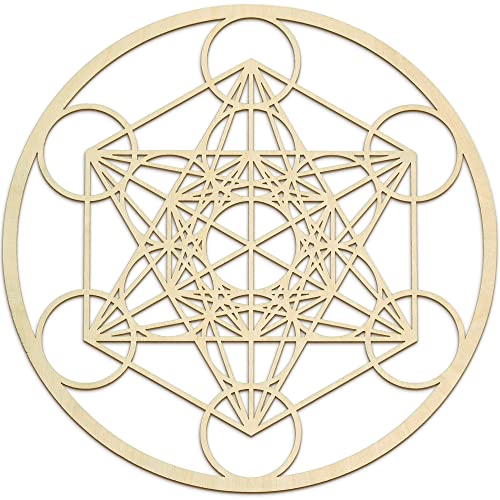 Fourth Level MFG 12" Metatron's Cube, Sacred Geometry Wood Wall Art, Zen Home Decor for Yoga and Meditation, Chakra Crystal Grid Board, Good Energy Spiritual Altar Decoration - color: Metatrons Cube