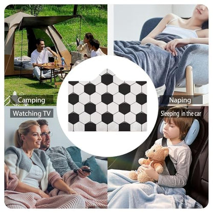 Soccer Ball White and Black Large Size Comfortable Hooded Blanket, Warm Blanket 50"x60" - color: Soccer Ball White and Black, size: 50"x60"