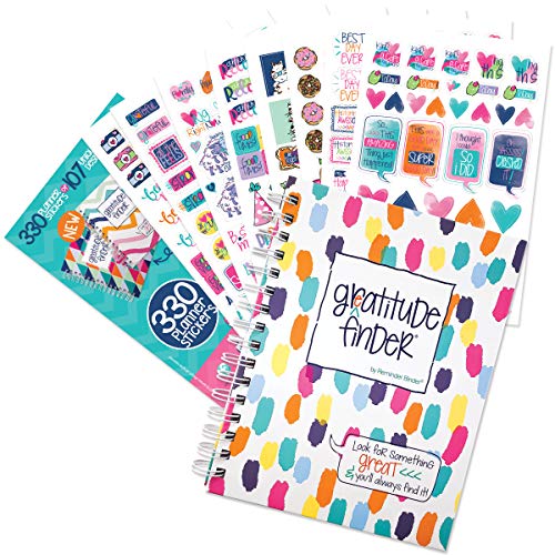Gratitude Journal 52 Week Daily Positive Thinking for Thankfulness + Sticker Set | Gratitude Finder - color: Splash Happy + Grateful Heart Stickers