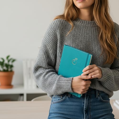 Life & Apples Wellness Journal Planner – Food Log, Fitness Tracker, Habit Tracker, Weight Loss Journal for Diet Tracking and Health Goals, Undated, Size A5 Aquamarine - color: Aquamarine