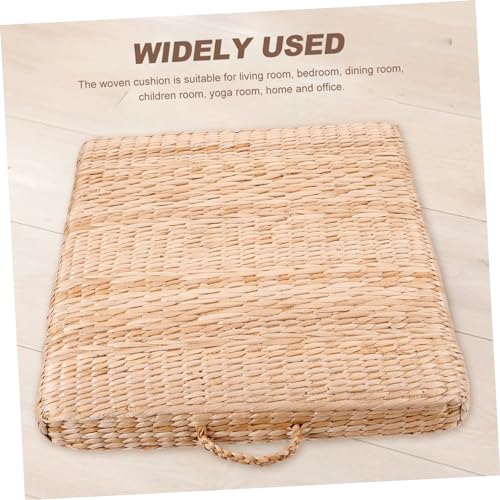 Cabilock Woven Floor Cushion Handmade Straw Meditation Pillow for Living Bedroom Yoga and Comfortable Floor Seat Mat Present for Home Decor