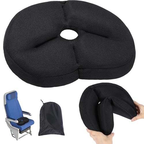 BALAPET Portable Foldable Travel Seat Cushion,Thick Airplane Seat Cushion for Long Flights,Travel Essentials Adjustable Pad for Flying, Airplane, Office, Home, Trains, Cars(14.9x11.8x2.4in)