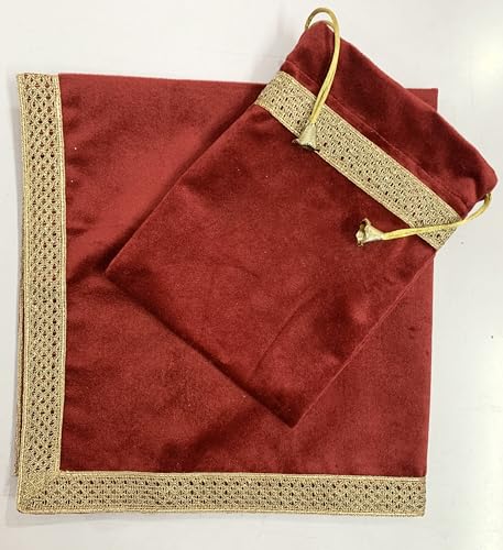 SMMS Spiritual Velvet Table Cloth Altar Tarot Spread (Maroon, Medium- 61cm*61cm/ 24inch*24inch) - color: Maroon, size: Medium- 61cm*61cm/ 24inch*24inch