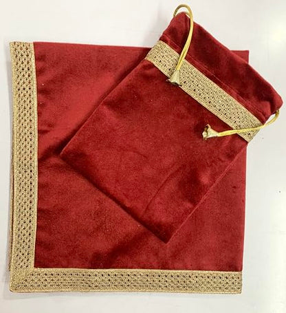 SMMS Spiritual Velvet Table Cloth Altar Tarot Spread (Maroon, Medium- 61cm*61cm/ 24inch*24inch) - color: Maroon, size: Medium- 61cm*61cm/ 24inch*24inch