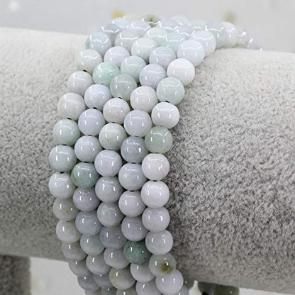 Keleny Natural Gemtone 6mm Round Beads Crystal Adjustable Braided Macrame Tassels Bracelets Unisex - color: Green White Jade