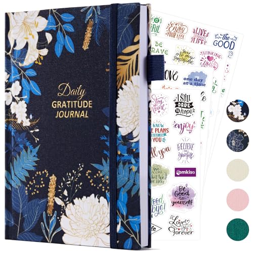 Comkiso Gratitude Journal with 4 Inspirational Stickers: Undated Daily Gratitude Journal for Women and Men - More Happiness, Affirmation, and Mindfulness in A Few Minutes with Prompts & Quotes Floral - color: E. Floral